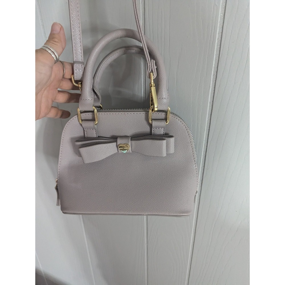 Betsey Johnson purse handbag gray small Bow design removable‎ adjustable strap